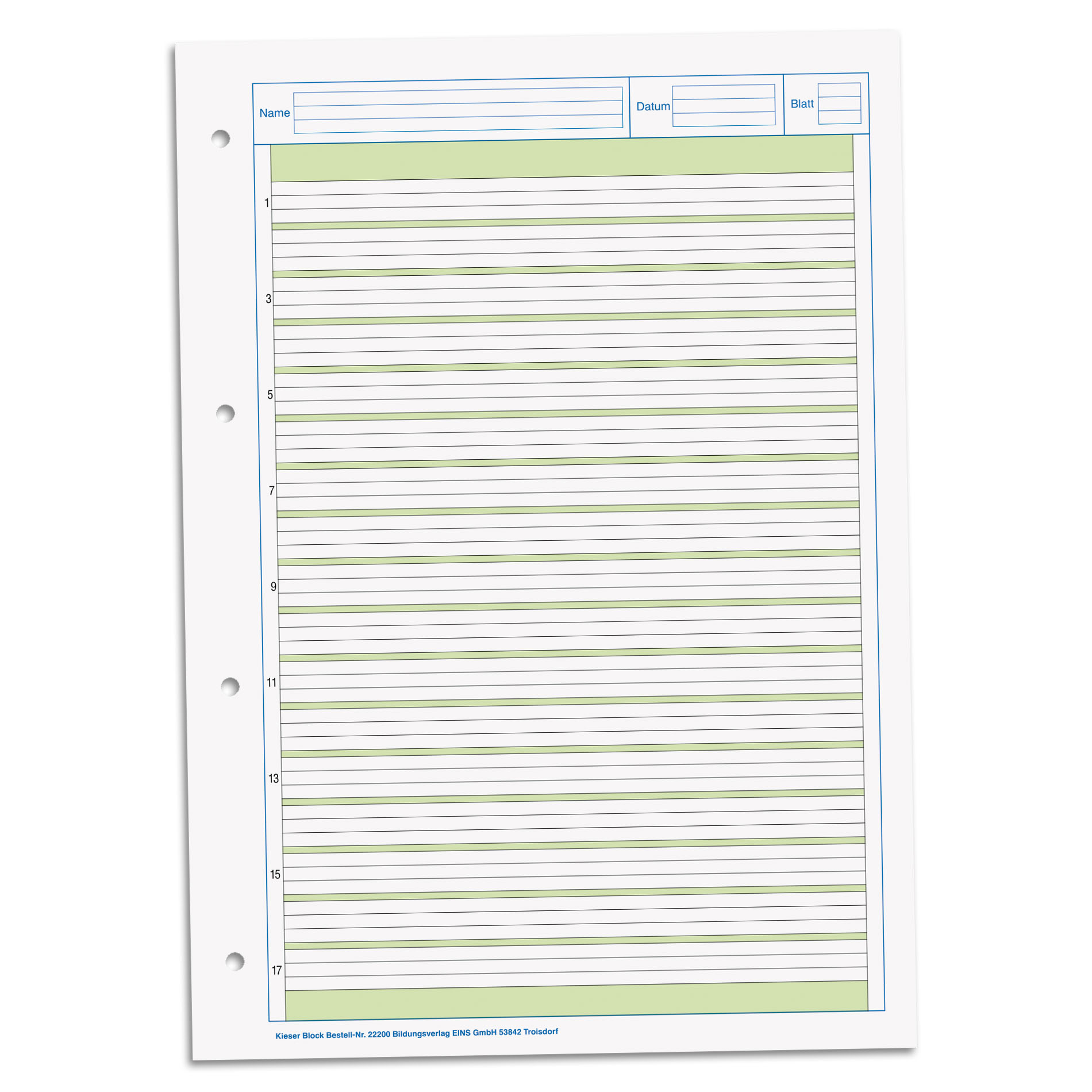 BRUNNEN Kieserblock 02 Lineatur 2 liniert A4 50 Blatt ge...