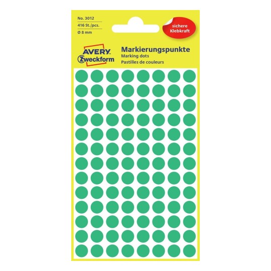 AVERY Zweckform 3012, 416x Markierungspunkte, Durchm. 8 ...