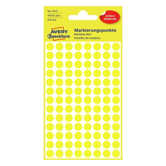 AVERY Zweckform 3013, 416x Markierungspunkte, Durchm. 8 ...