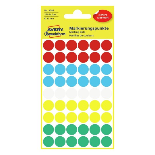 AVERY Zweckform 3088, 270x Markierungspunkte, Durchmesse...