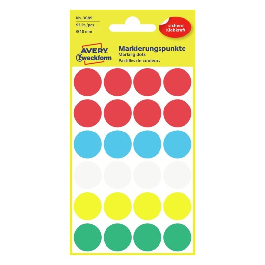 AVERY Zweckform 3089, 96x Markierungspunkte, Durchmesser...