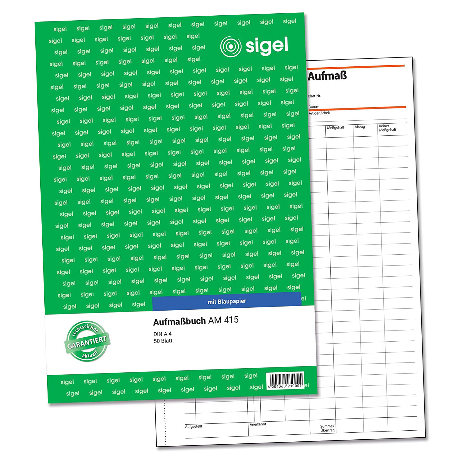 sigel Formularbuch "Aufma�buch", A4, 50 Blatt, Blaupapier