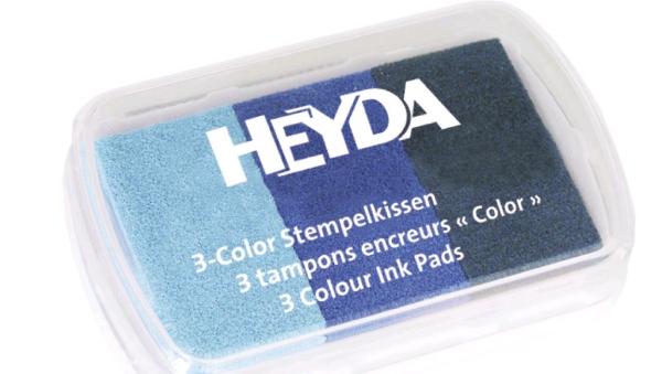 HEYDA Stempelkissen 3-Color, hellblau/mittelblau/dunkelblau