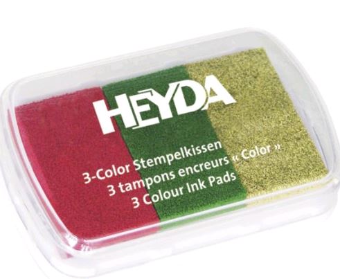 HEYDA Stempelkissen 3-Color, rot/dunkelgrn/gold