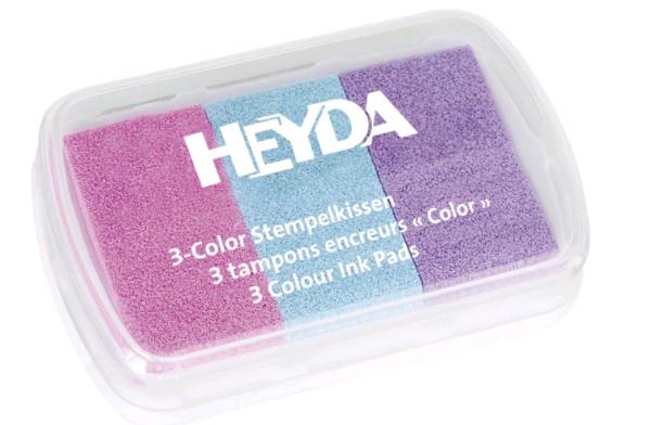 HEYDA Stempelkissen 3-Color, rosa/hellblau/flieder