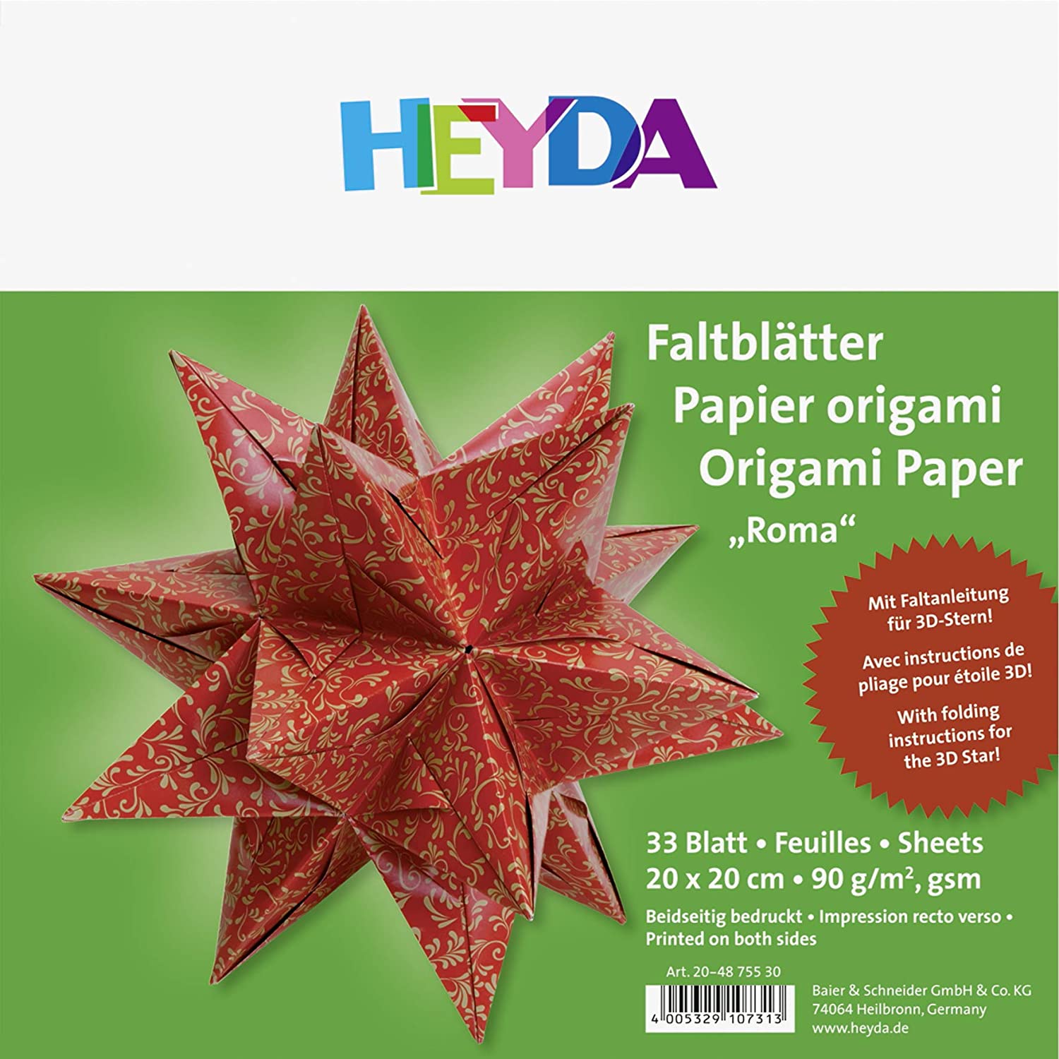 HEYDA Origami Faltbltter Roma, (B)200 x (H)200 mm