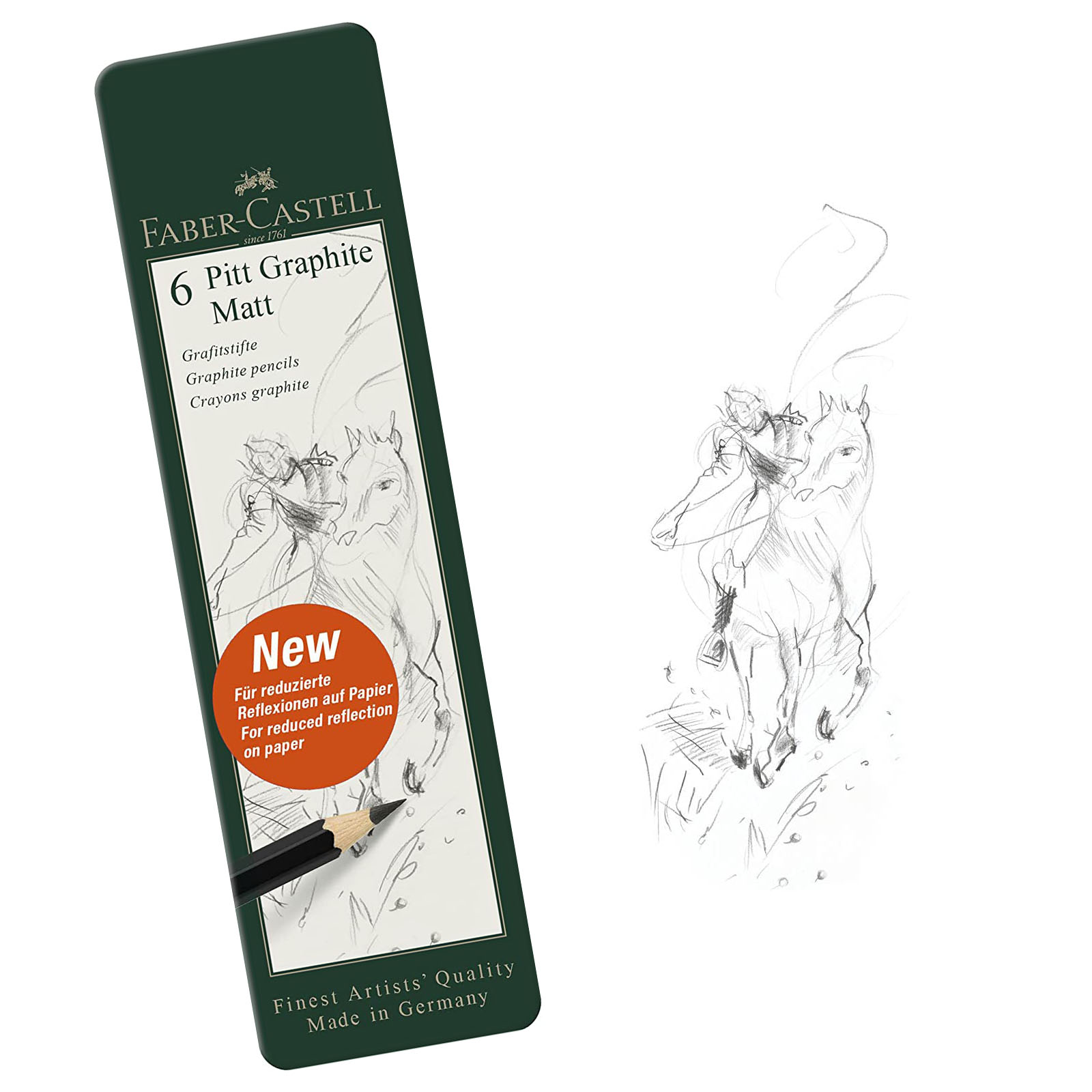 FABER-CASTELL Bleistift PITT GRAPHITE Matt, 6er Etui