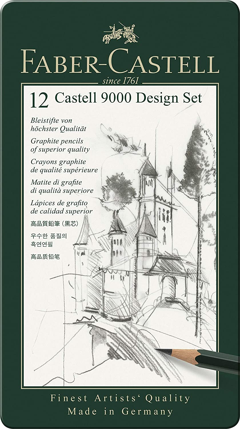 FABER-CASTELL Bleistift CASTELL 9000 Design, 12er Metall...