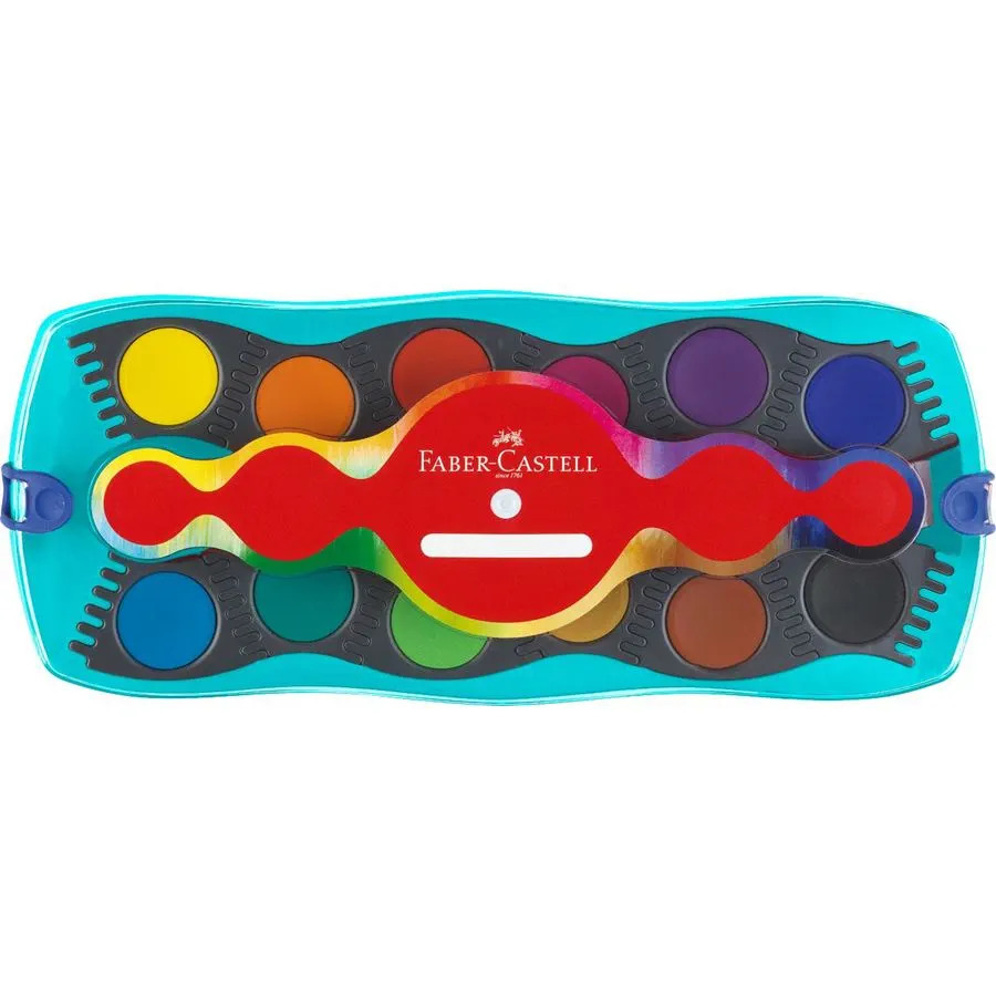 FABER CASTELL Farbkasten 12ST Connector t�rkis