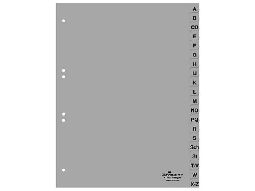 DURABLE Kunststoff-Register, A-Z, A4, PP, 20-teilig, grau