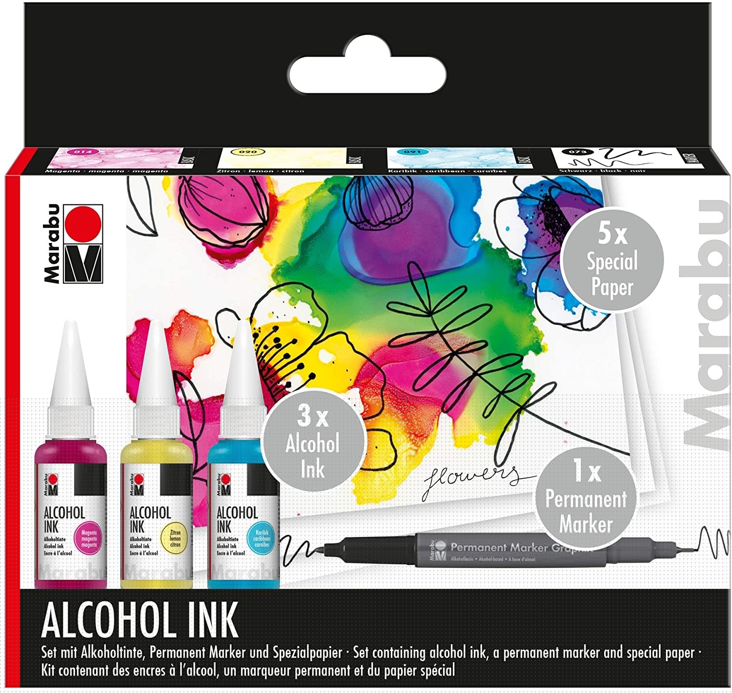 Marabu permanente Tinte Alcohol Ink-Set FLOWERS
