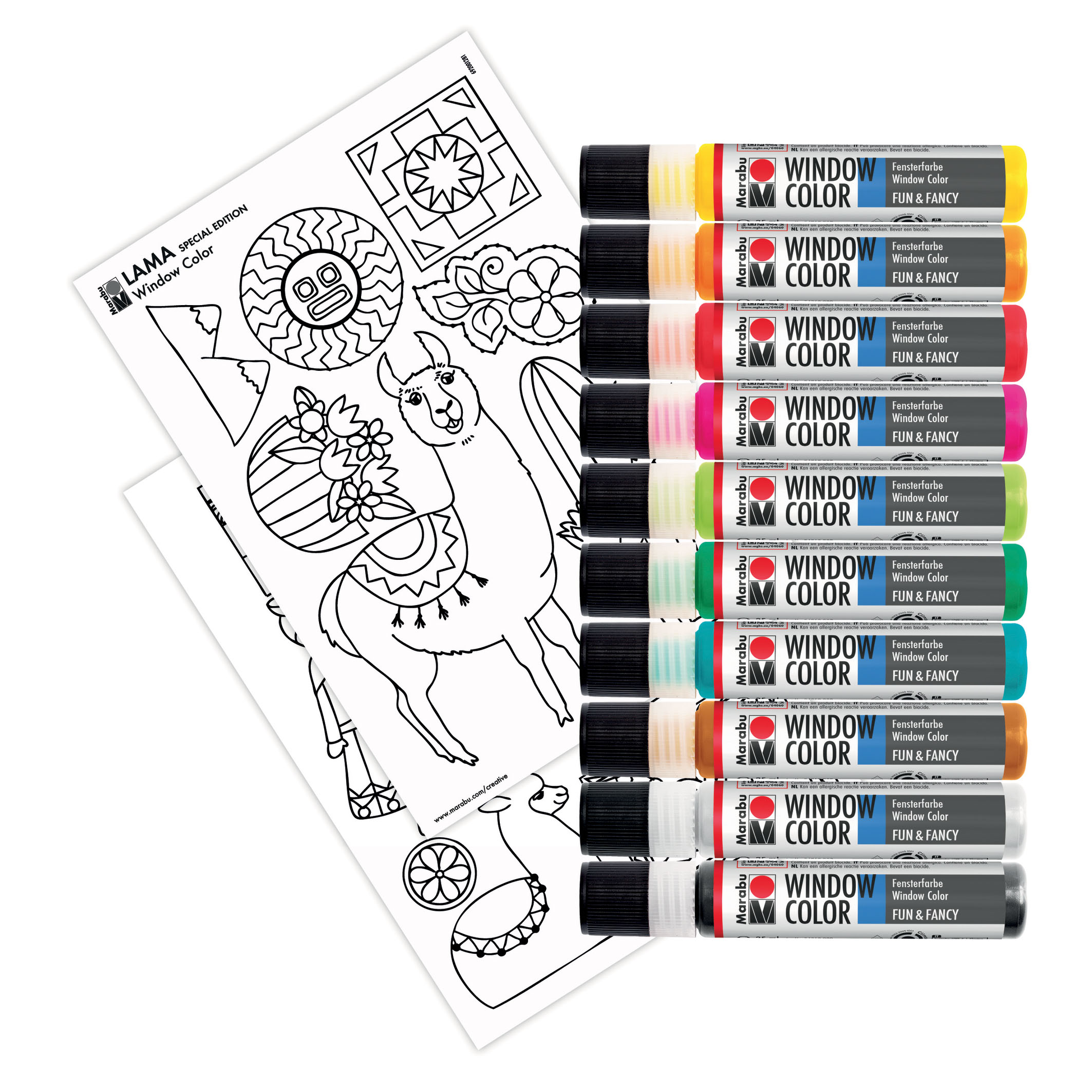 Marabu Window Color Set "LAMA", 10 x 25 ml