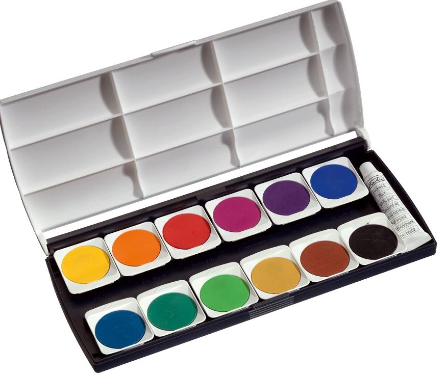 herlitz Deckfarbkasten ST12, 12 Farben, aus Kunststoff