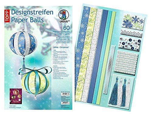 URSUS Designstreifen Paper Balls "White Christmas"