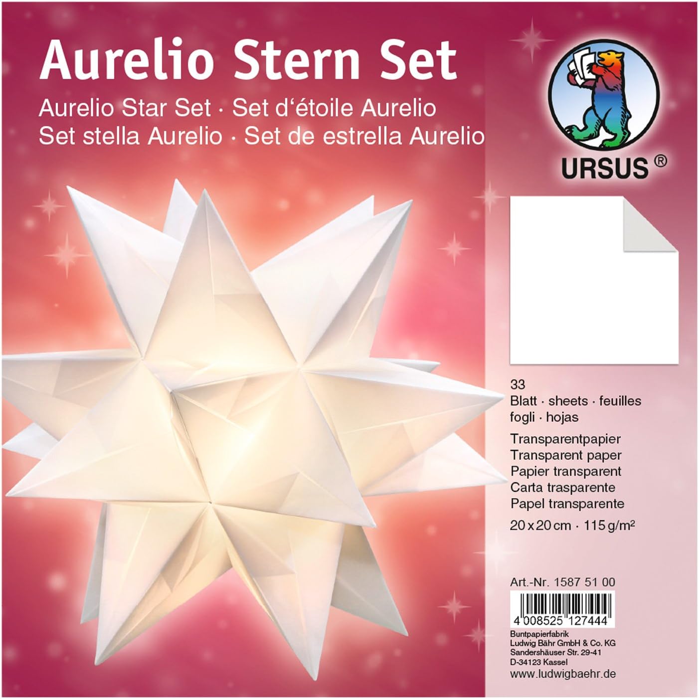 URSUS Faltbl�tter Aurelio Stern, wei�, 200 x 200 mm