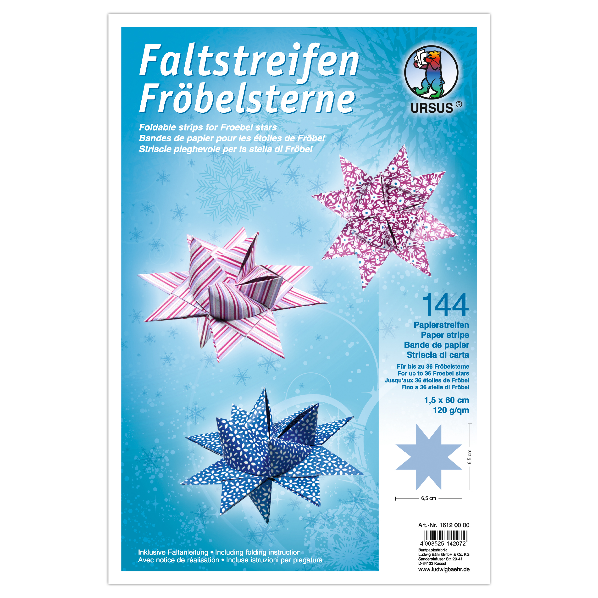 URSUS Faltpapierstreifen f�r 2er Set mit 72 Fr�belsterne...