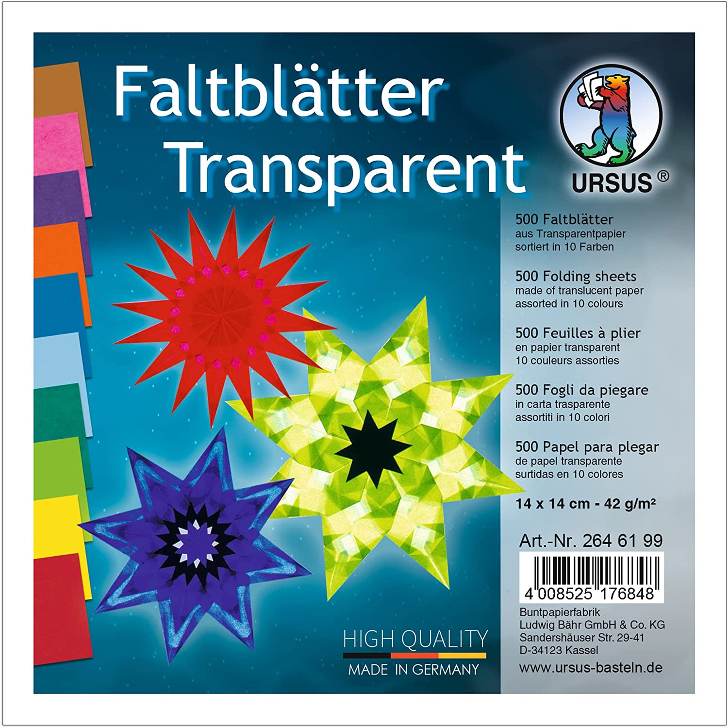 URSUS Faltbl�tter "Transparent", (B)140 x (H)140 mm