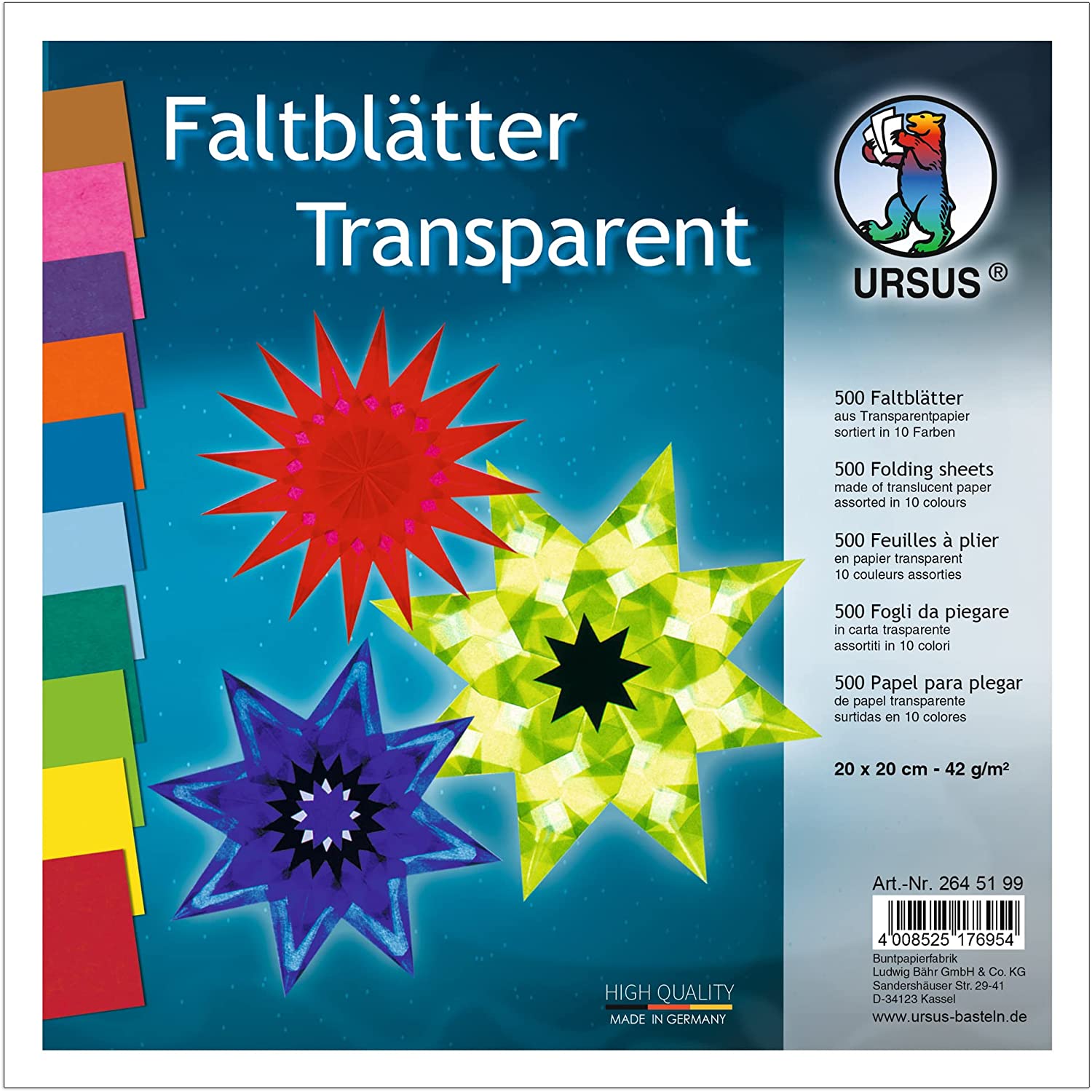 URSUS Faltbl�tter "Transparent", (B)200 x (H)200 mm
