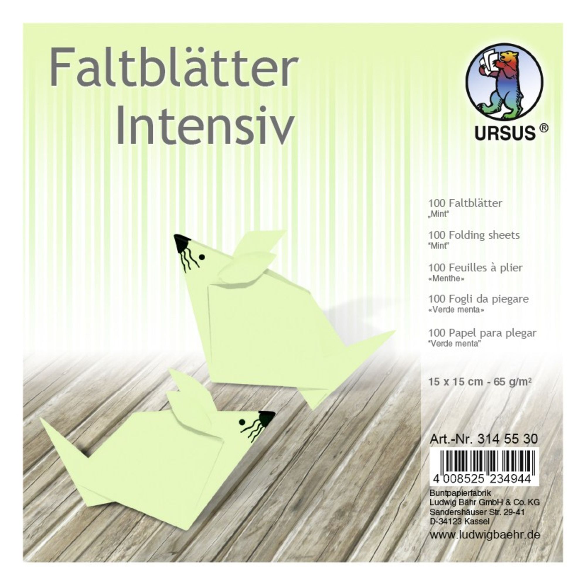 URSUS Faltbl�tter Intensiv Universal 15x15cm 100 Blatt MINT
