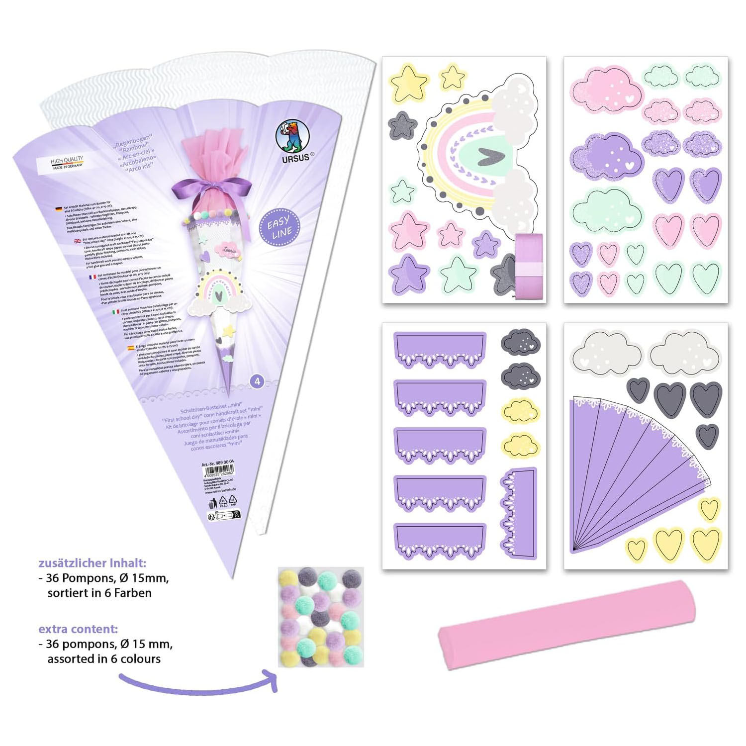 Ursus Schult�ten Bastelset EASY LINE MINI "REGENBOGEN" 41cm