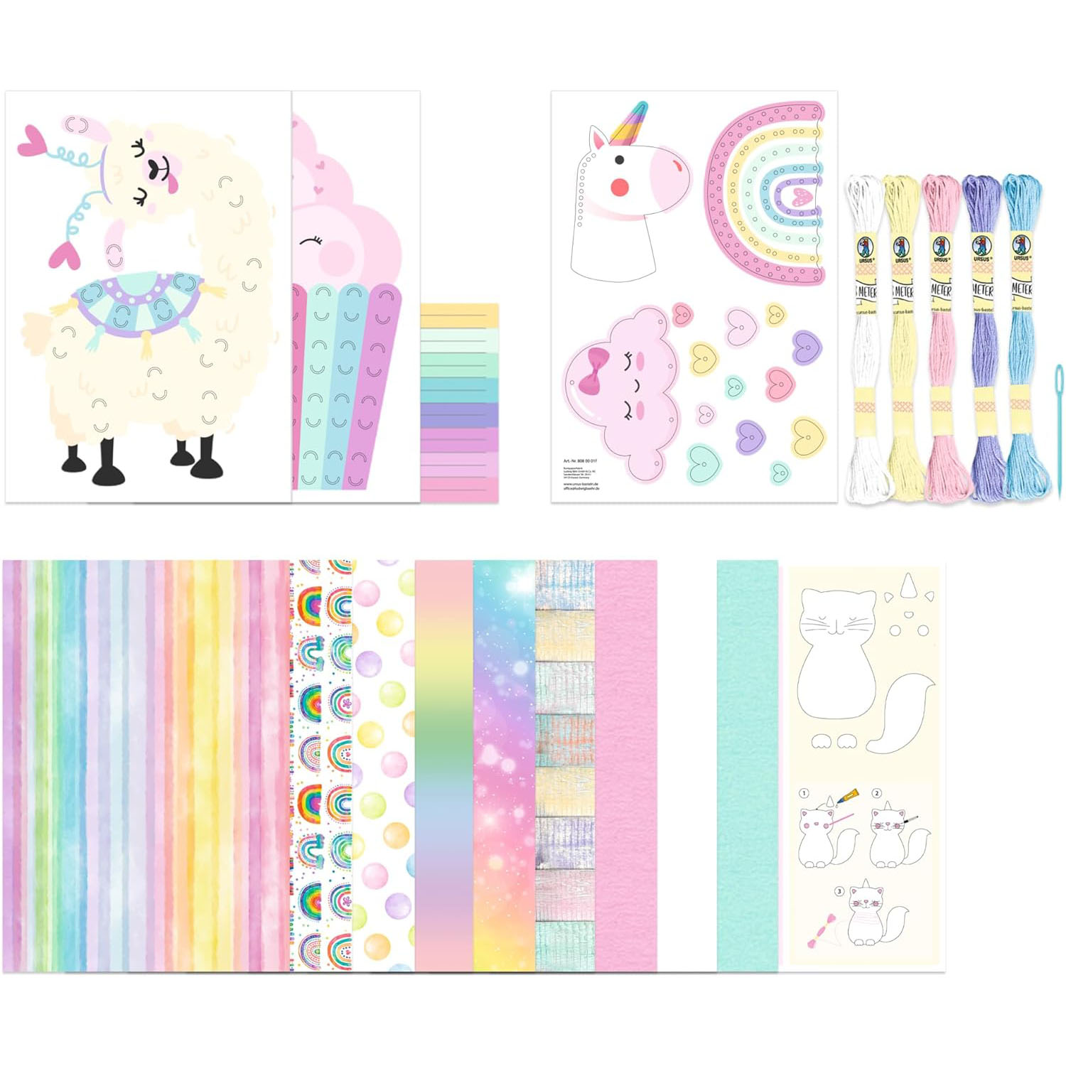 Ursus PAPIER-BASTELSET "CUTE RAINBOW"