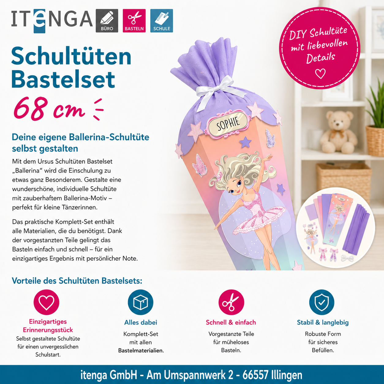 URSUS Schult�ten Bastelset Easy Line Rainbow Ballerina