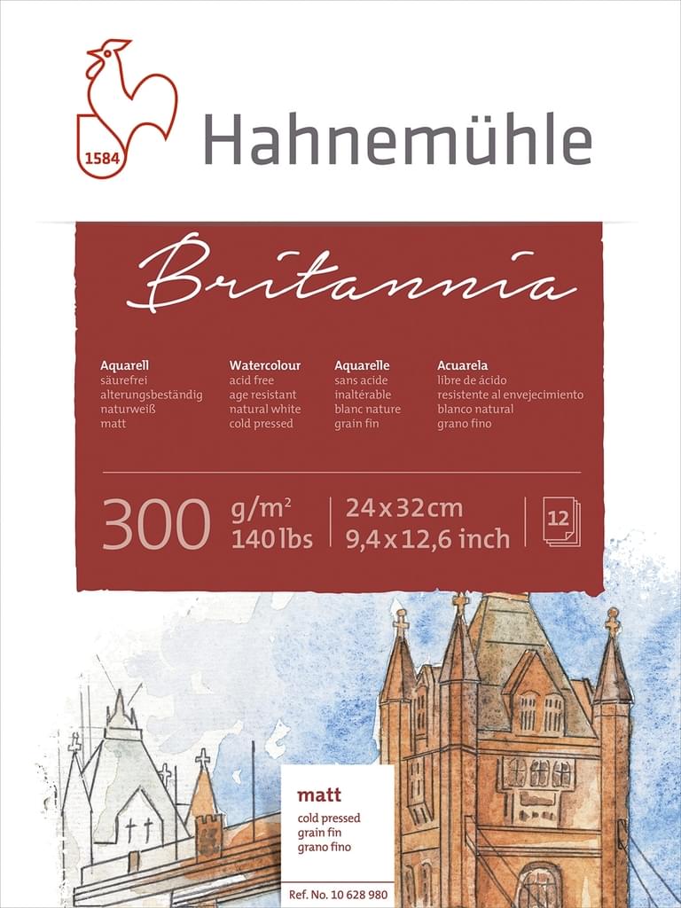 Hahnem�hle Aquarellblock Britannia 12Blatt 24x32cm