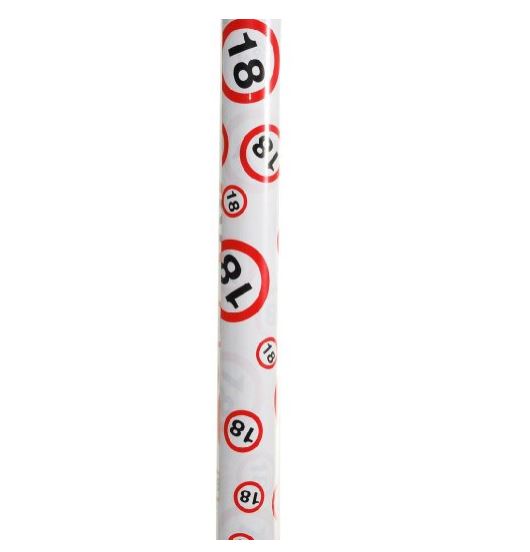 Geschenkpapier Rolle Verkehrschild Zahl 18 70x300cm