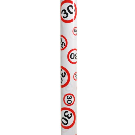 Geschenkpapier Rolle Verkehrschild Zahl 30 70x300cm