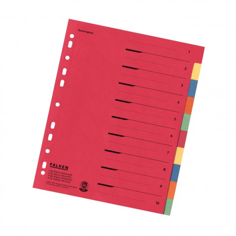 FALKEN Karton-Register blanko, A4 berbreite, 10-teilig