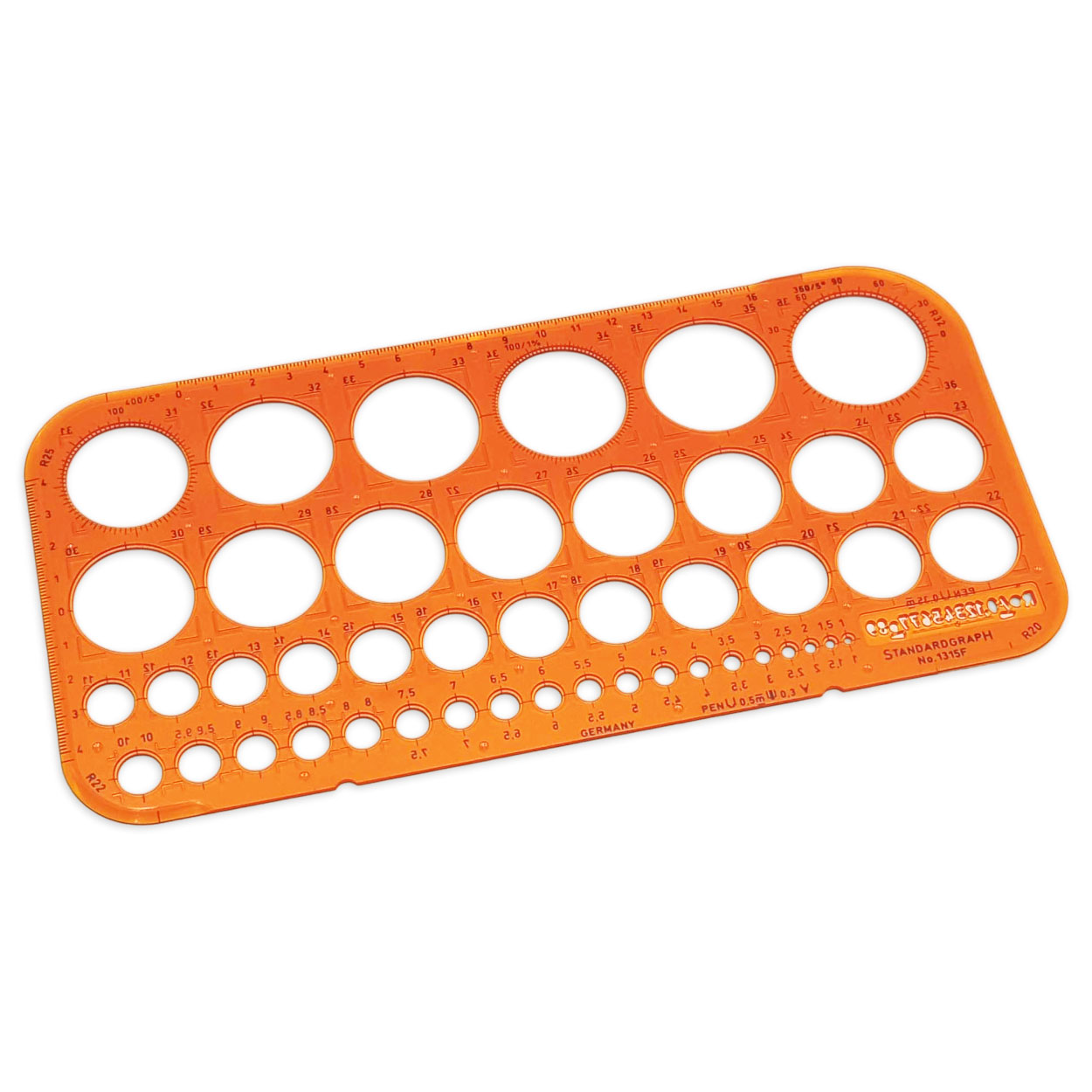 Schablone Kreise 1315F 1 bis 36Mm mit Facetten