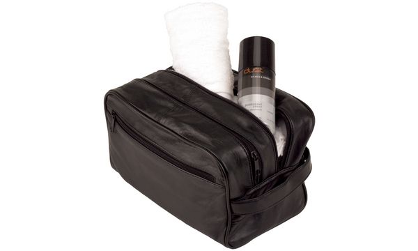 Alassio Kulturtasche "Jumbo", aus Leder, schwarz