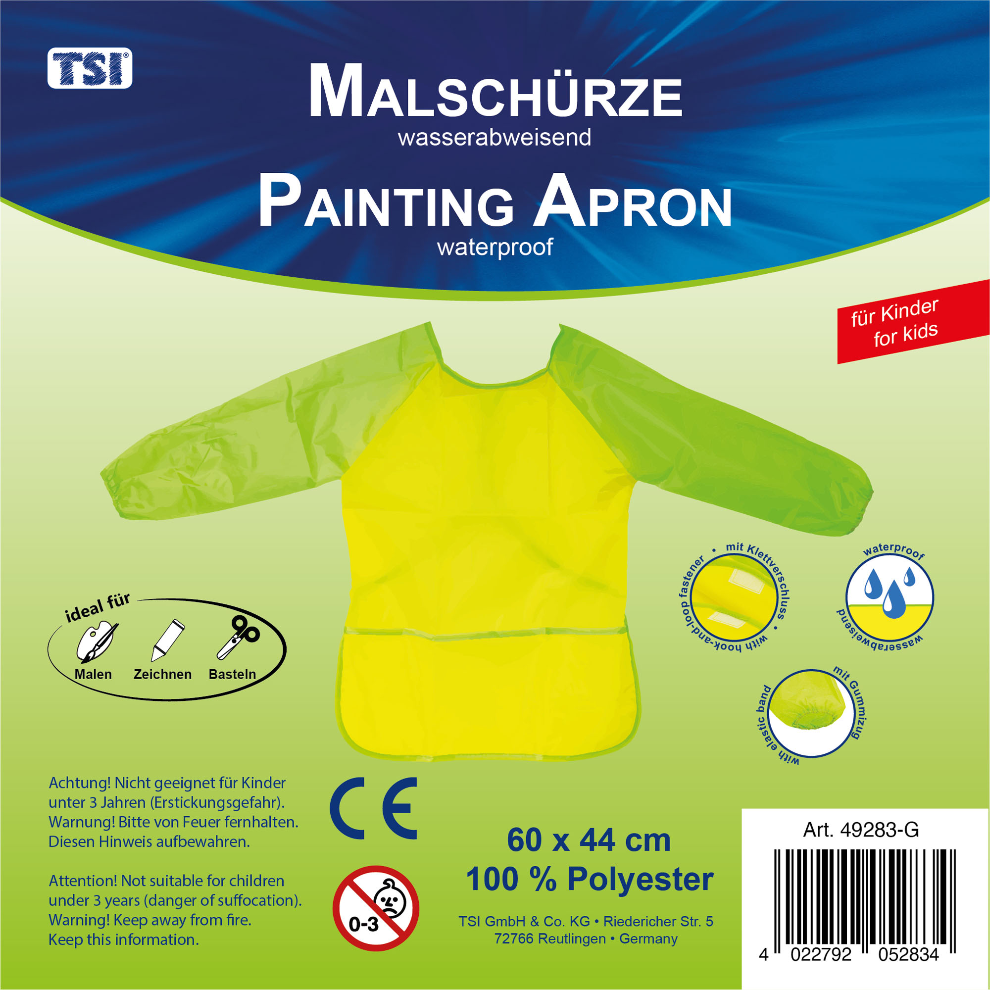 Malsch�rze f. Kinder 60x44cm (B x H), Farbe gelb