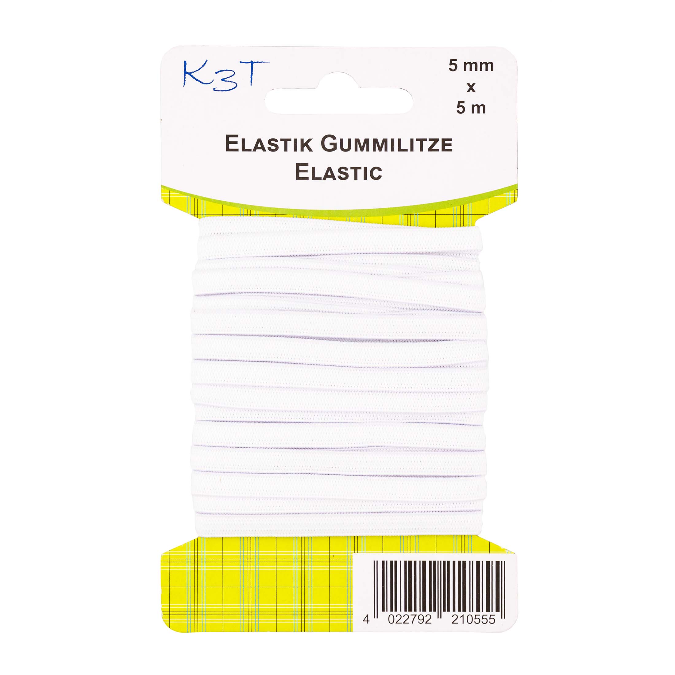 Elastik-Gummilitze, 5mm x 5m auf Karte, wei�