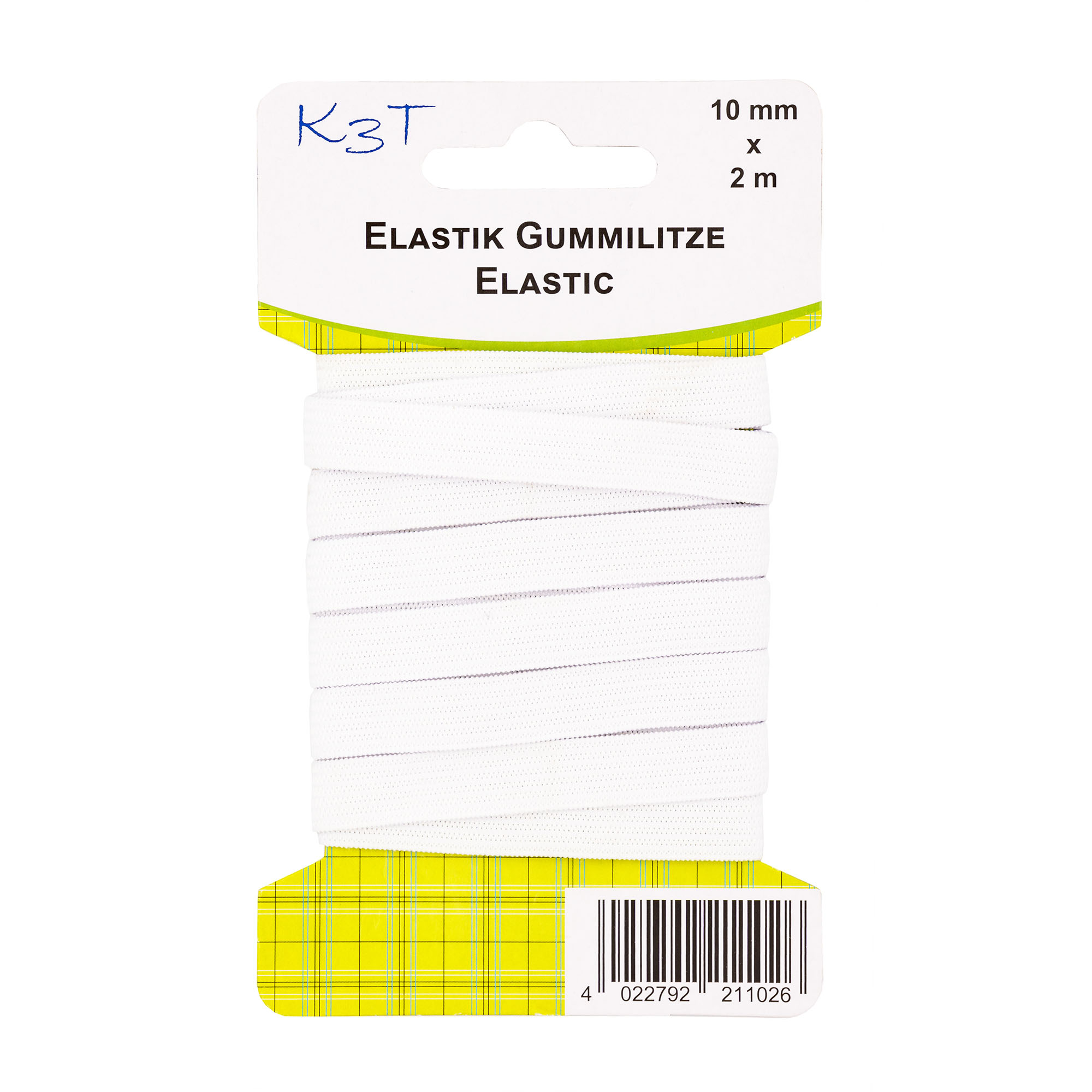 Elastik-Gummilitze, 10mm x 2m auf Karte, wei�
