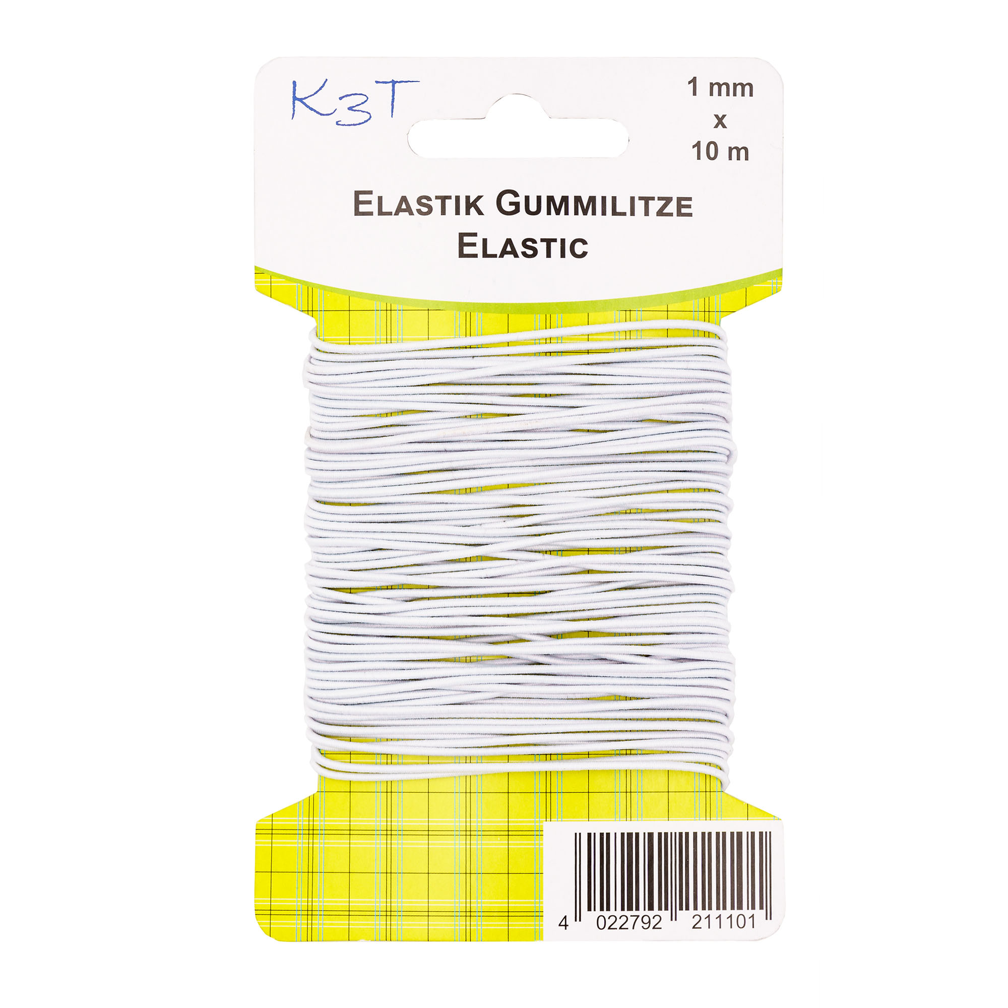 Elastik-Gummilitze, rund, wei�, 1mm x 10m