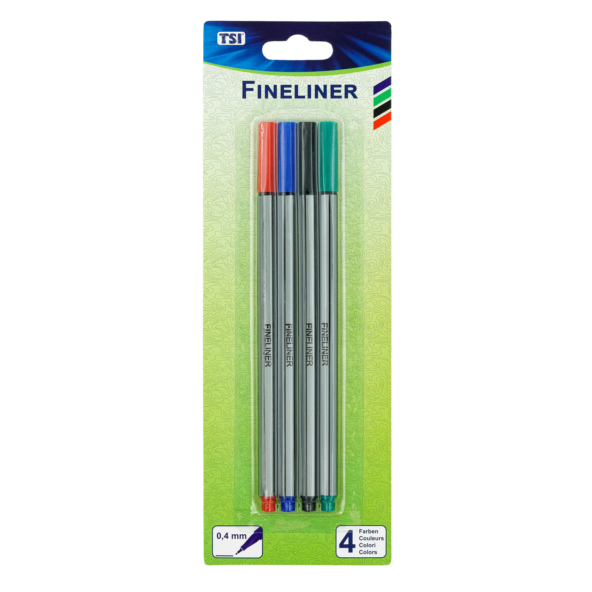 Fineliner, 4er (schwarz-blau-rot-gr�n) Blisterkarte