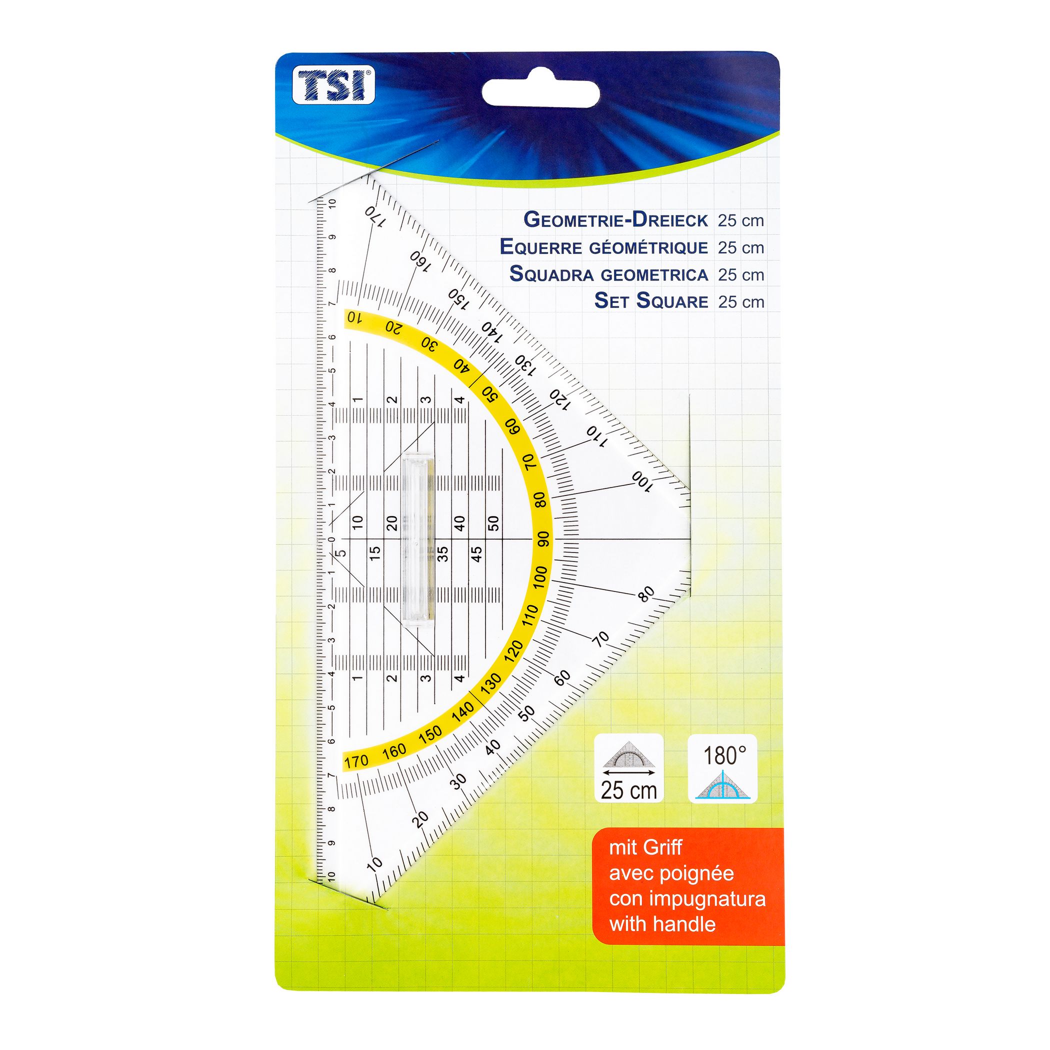 TSI Geodreieck gro�, fixierter Griff, 25 cm