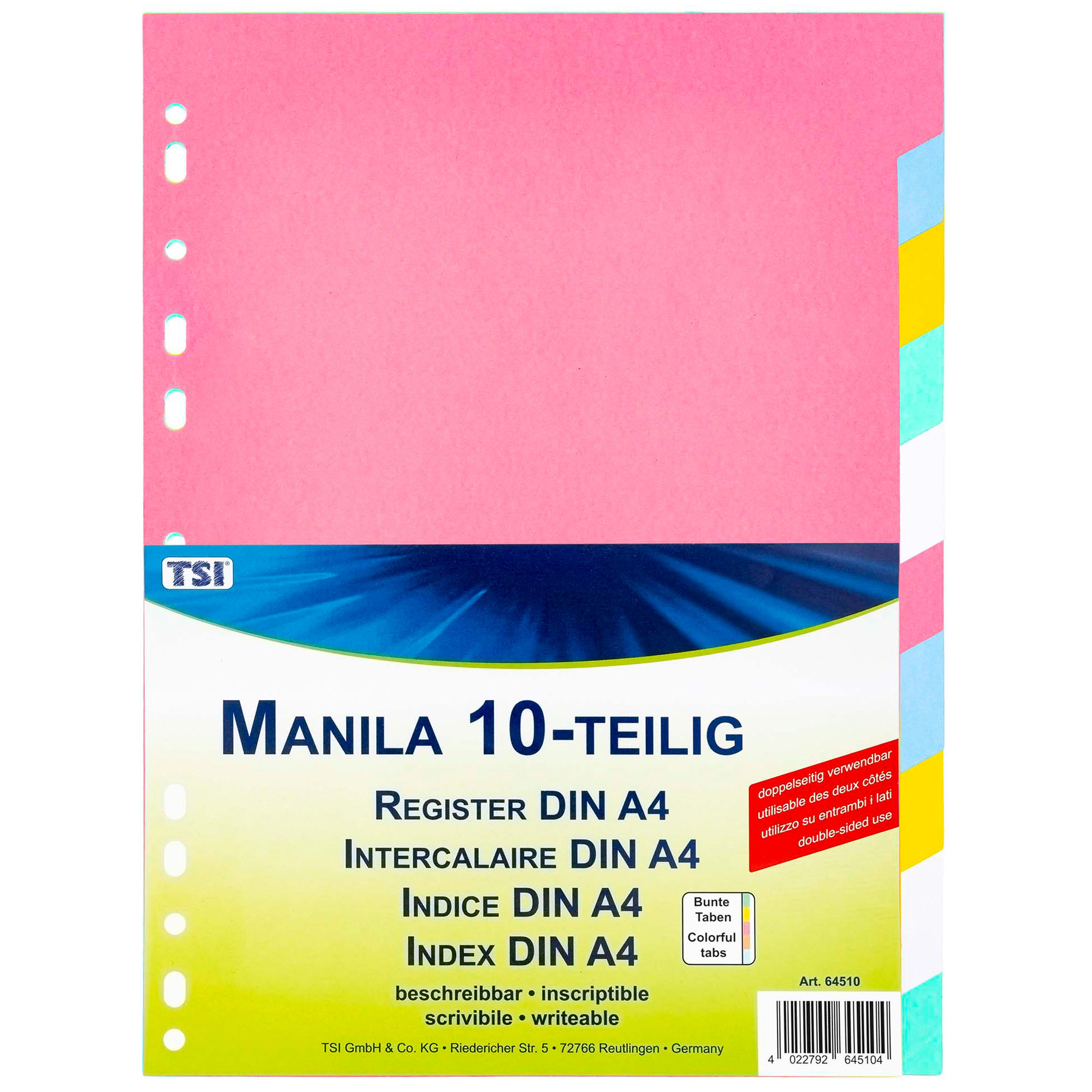 Register mit 10 blanko Taben aus Manila Karton