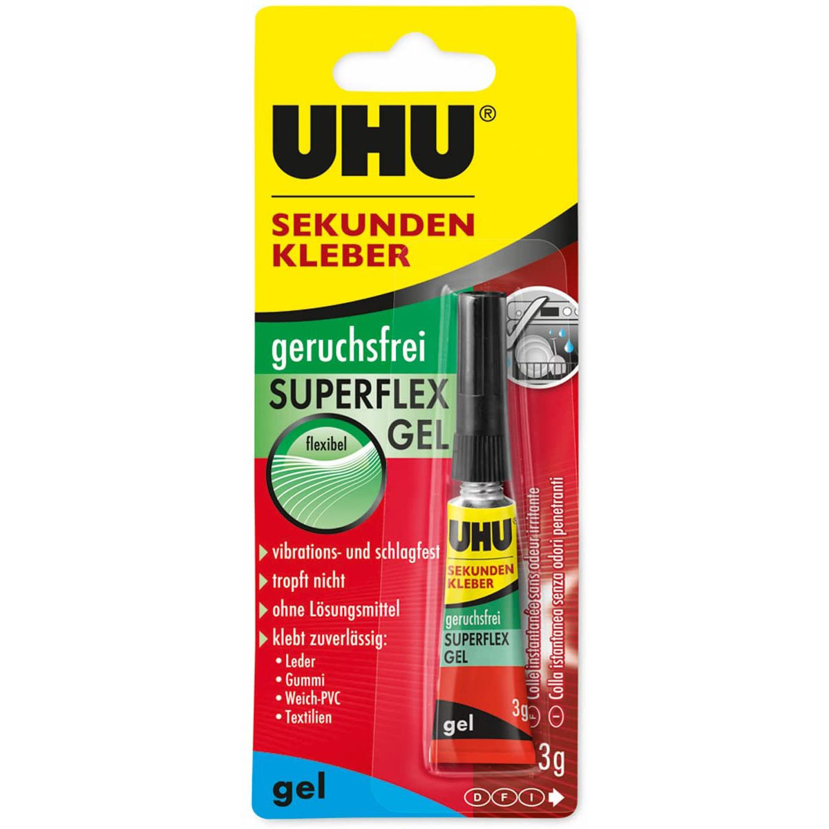 UHU Sekundenkleber SUPERFLEX GEL, 3 g in Tube