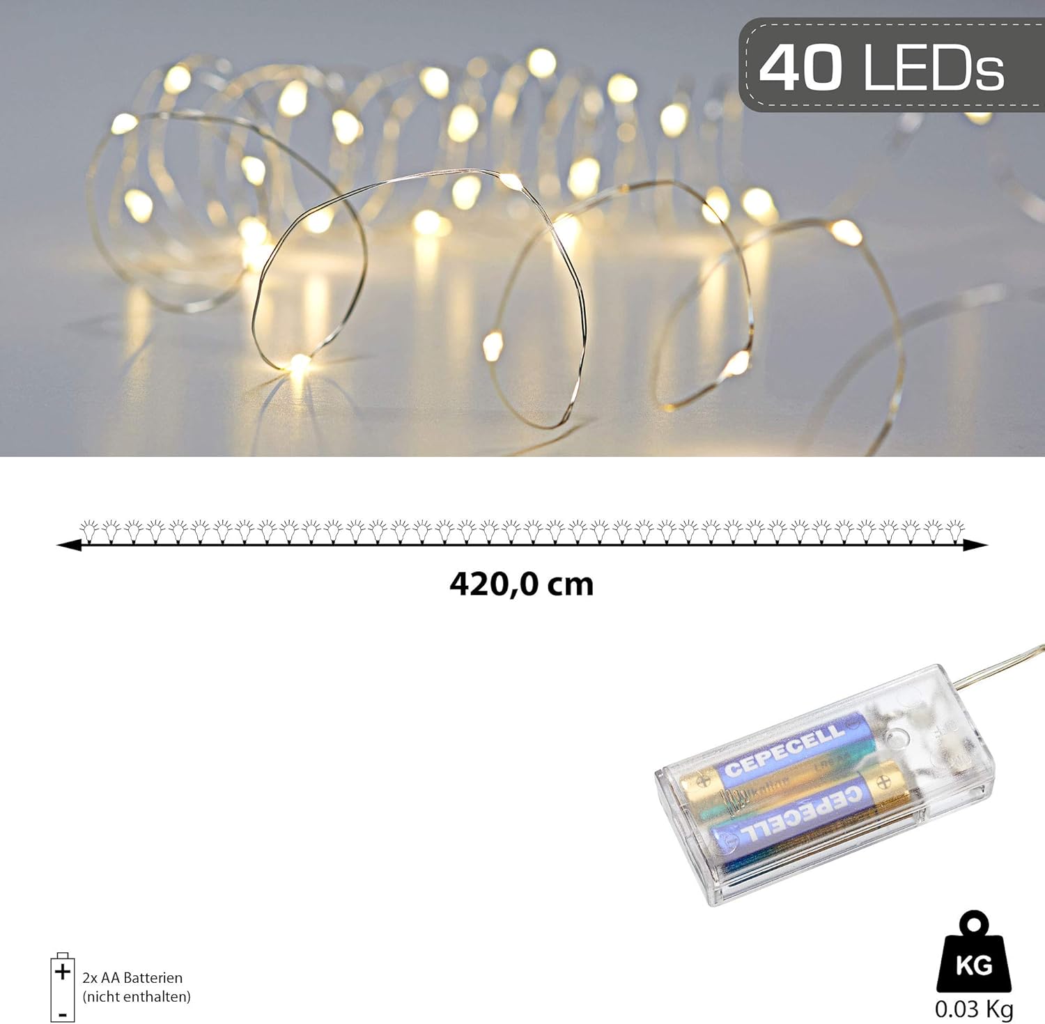 LED Lichterkette Mikro 40er Timer