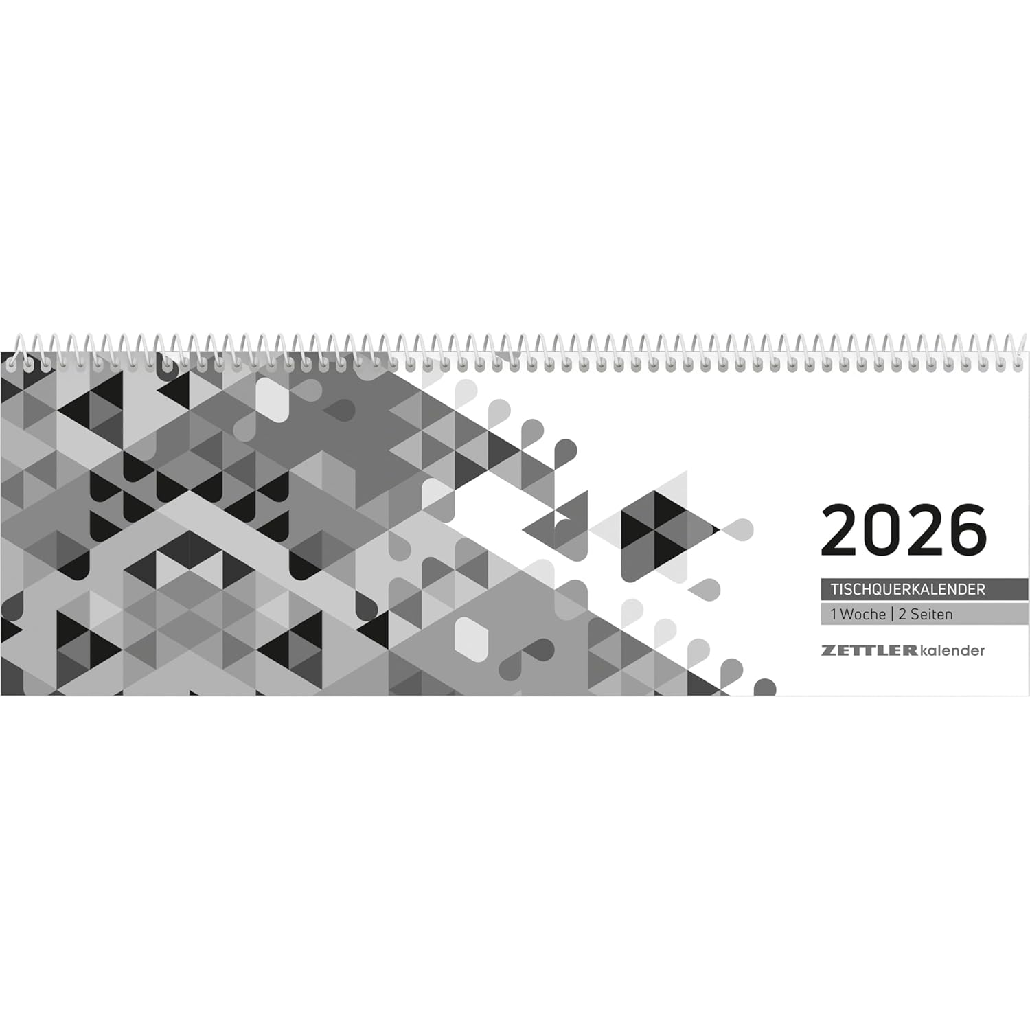 ZETTLER 2026 Pultkalender 1W 2S schwarz Querkalender Spi...