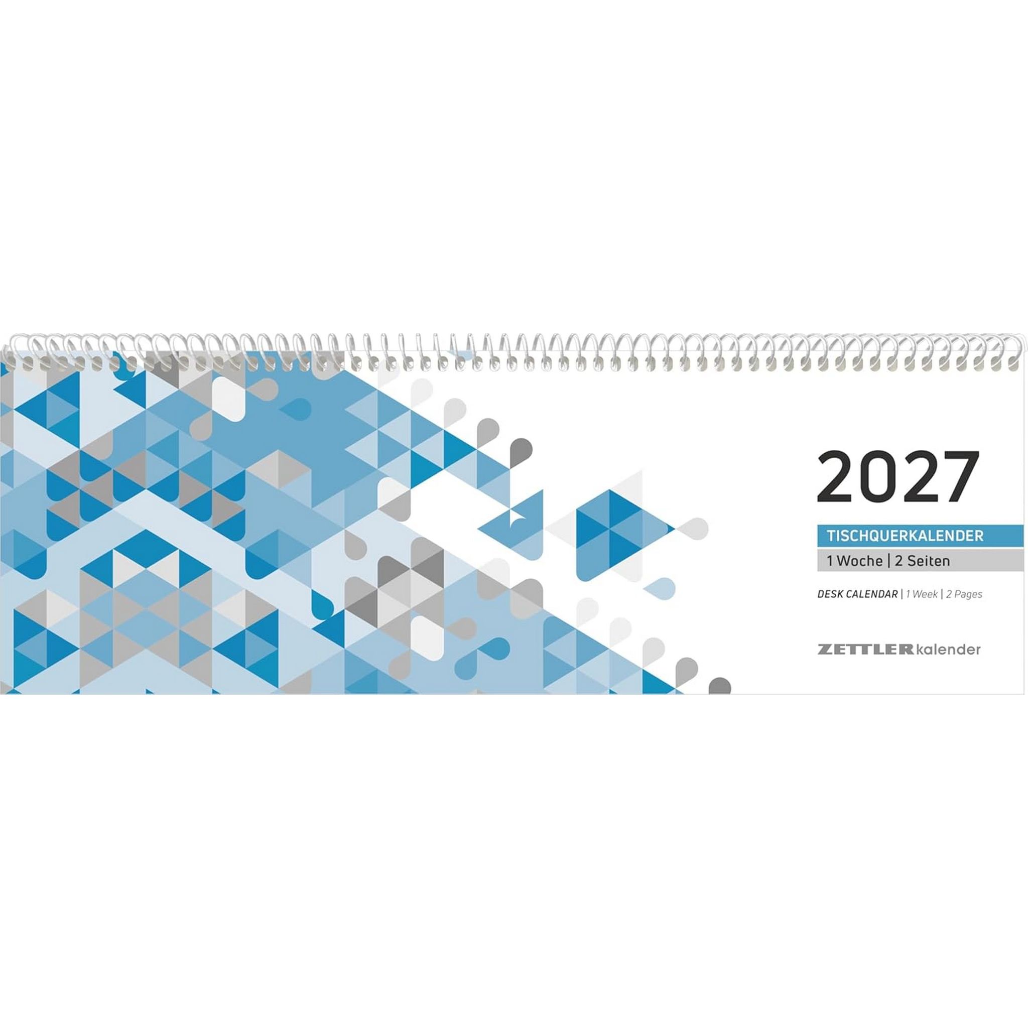 ZETTLER 2027 Pultkalender 1W 2S blau Querkalender Spiral...