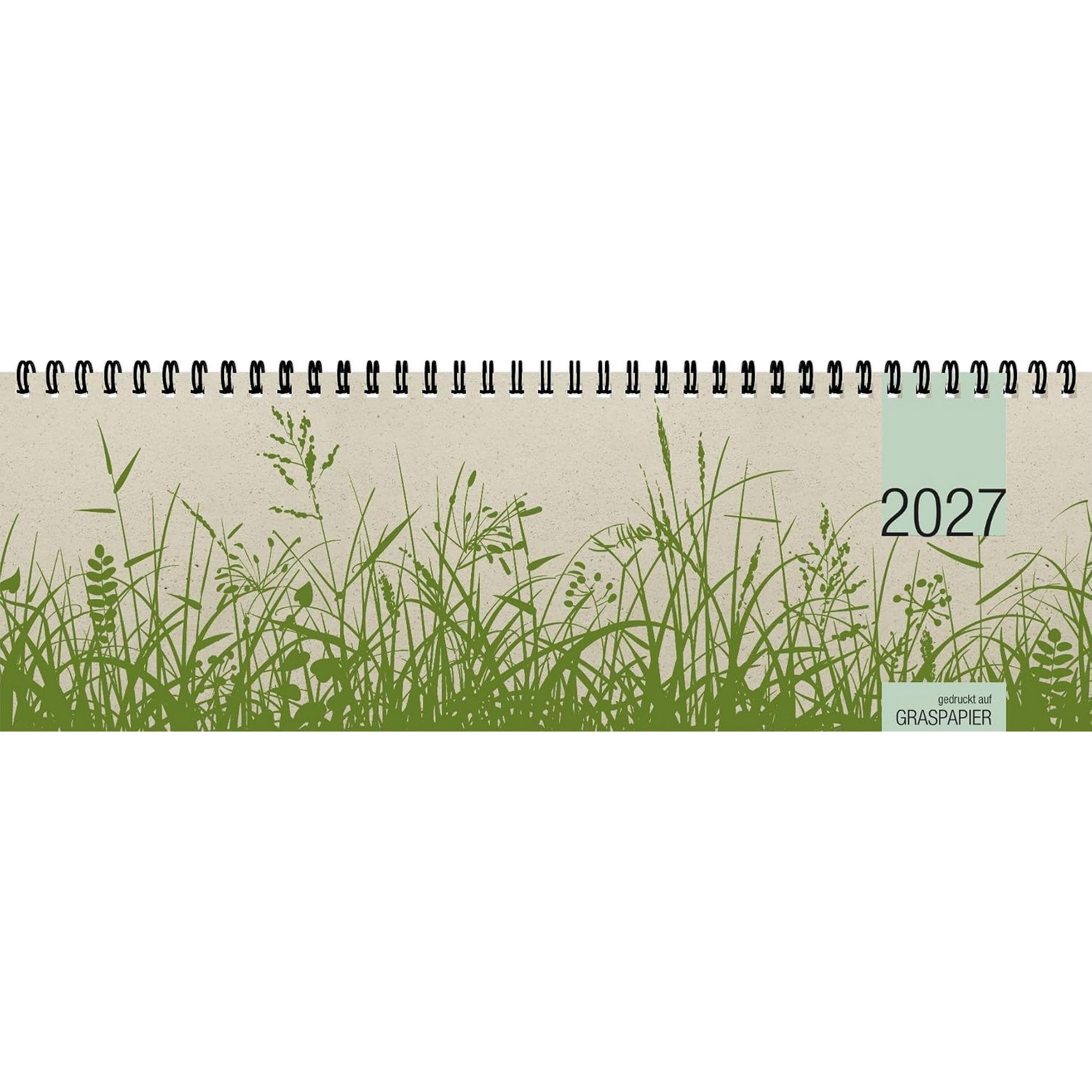 ZETTLER 2027 Querkalender 32x10,5cm Graspapier 1 Woche 2...