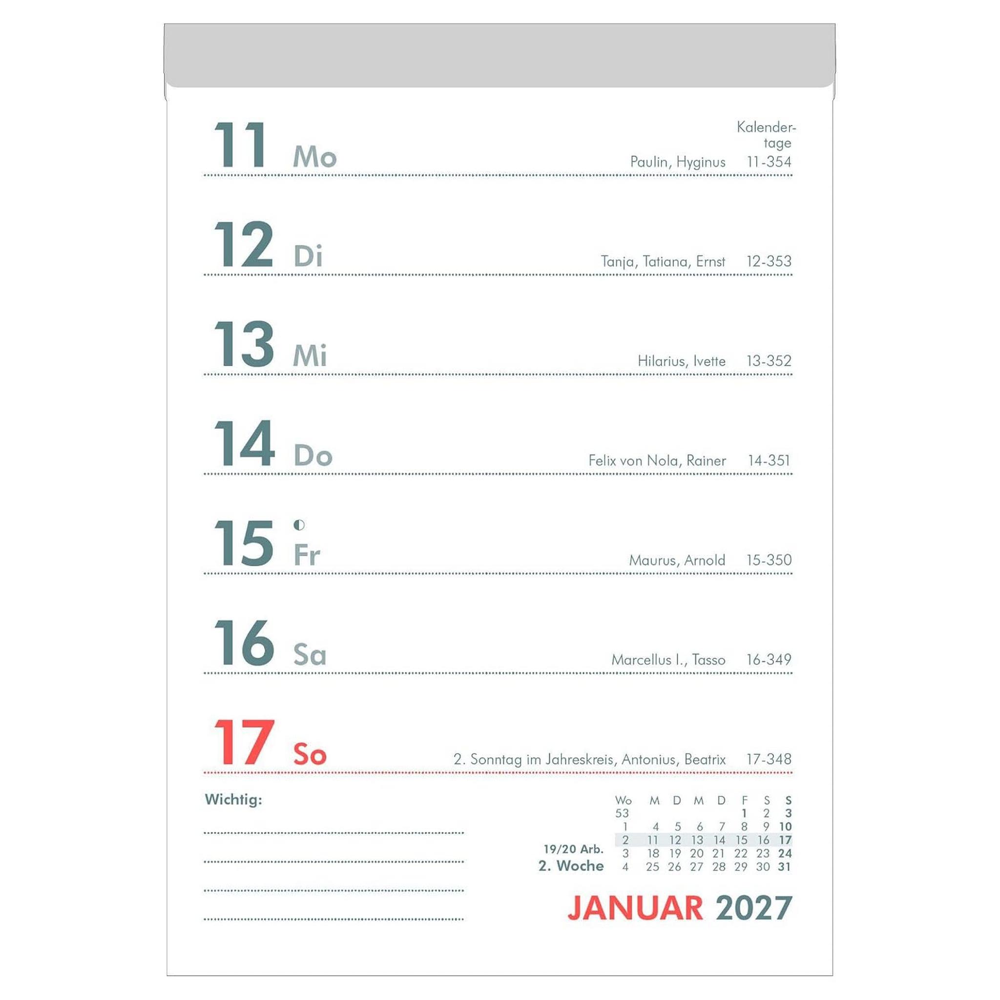 ZETTLER Wochenabrei�kalender 2027 Abrei�block Kalender 1...