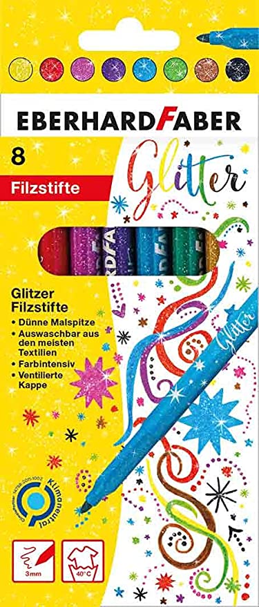 Eberhard Faber Fasermaler Glitzer 8er-Wasserbasis-auswas...