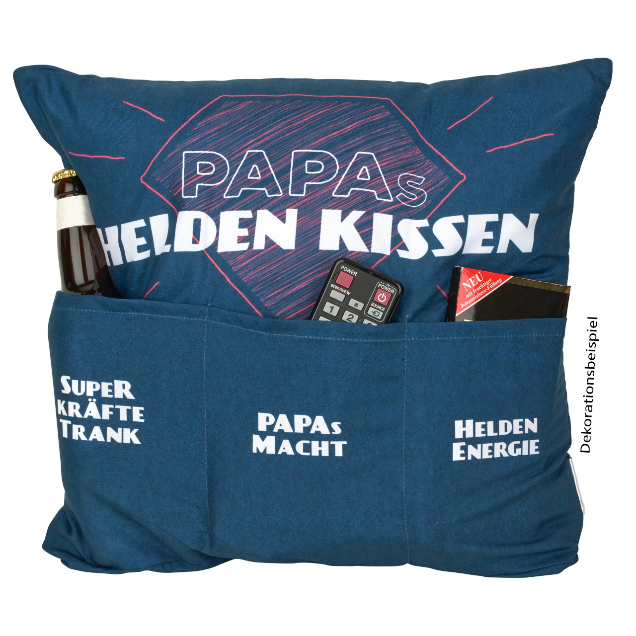 Kissen aus Stoff Sofahelden Papas Heldenkissen mit Tasch...