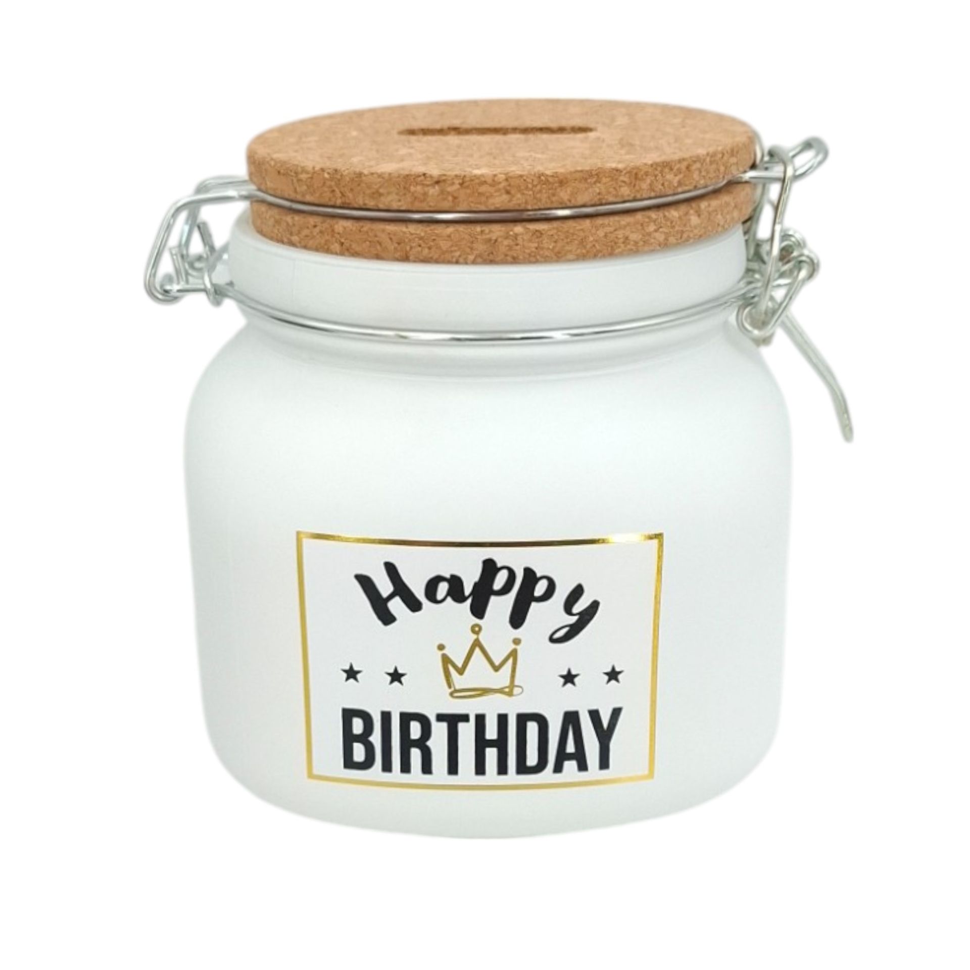 HERGO Sparglas HAPPY BIRTHDAY mit Korkdeckel Spardose Sp...