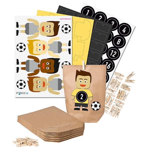 Basteladventskalender Fu�ball gelb schwarz zum Selberbef...