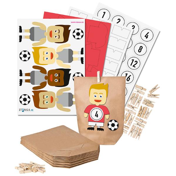 Basteladventskalender Fu�baller Triktot rot Hose wei� + ...